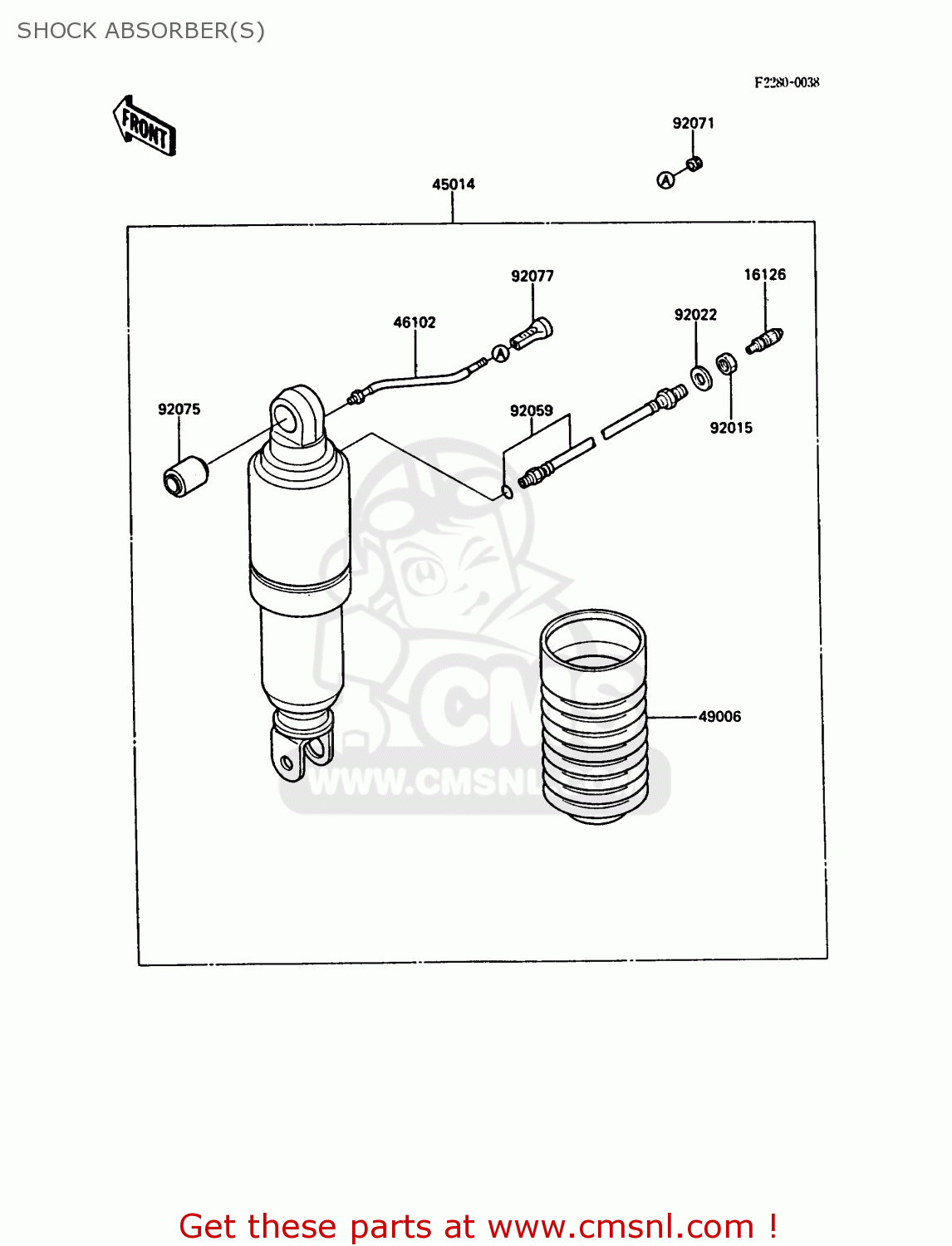 SHOCK ABSORBER(S) ZG1000A2 1000GTR 1987 EUROPE FR UK AR FG IT NR SD ST