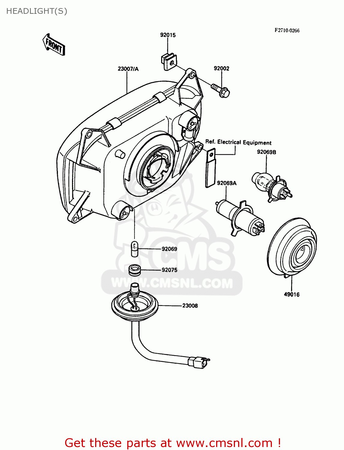 HEADLIGHT(S) ZG1000A2 1000GTR 1987 EUROPE FR UK AR FG IT NR SD ST
