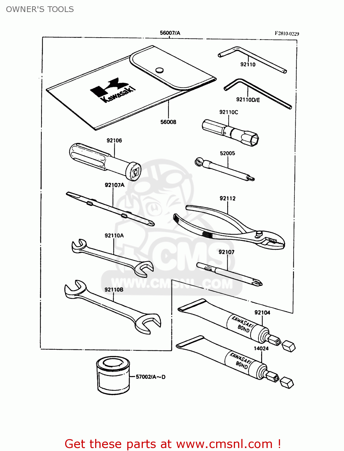 OWNER'S TOOLS ZG1000A2 1000GTR 1987 EUROPE FR UK AR FG IT NR SD ST