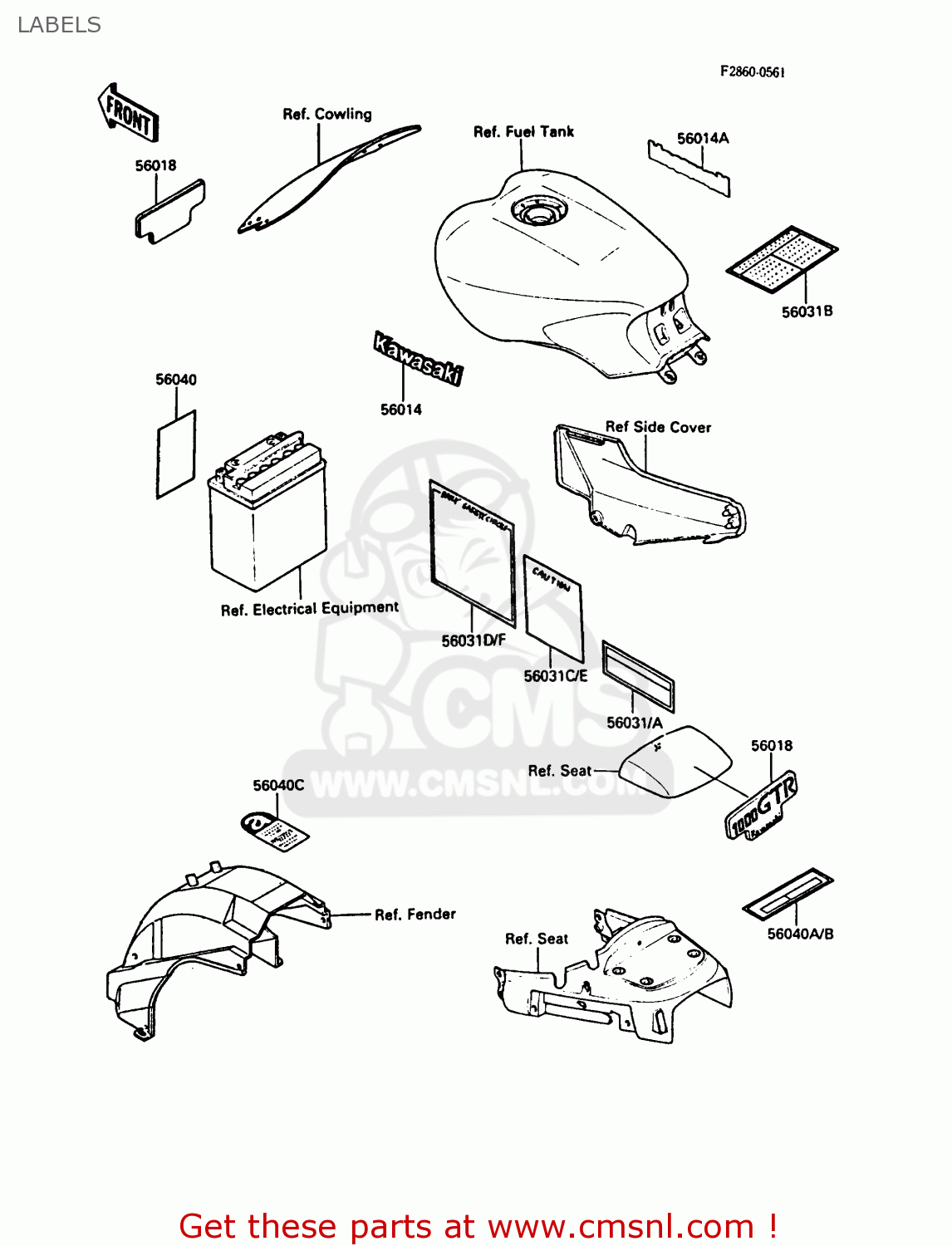 LABELS ZG1000A2 1000GTR 1987 EUROPE FR UK AR FG IT NR SD ST