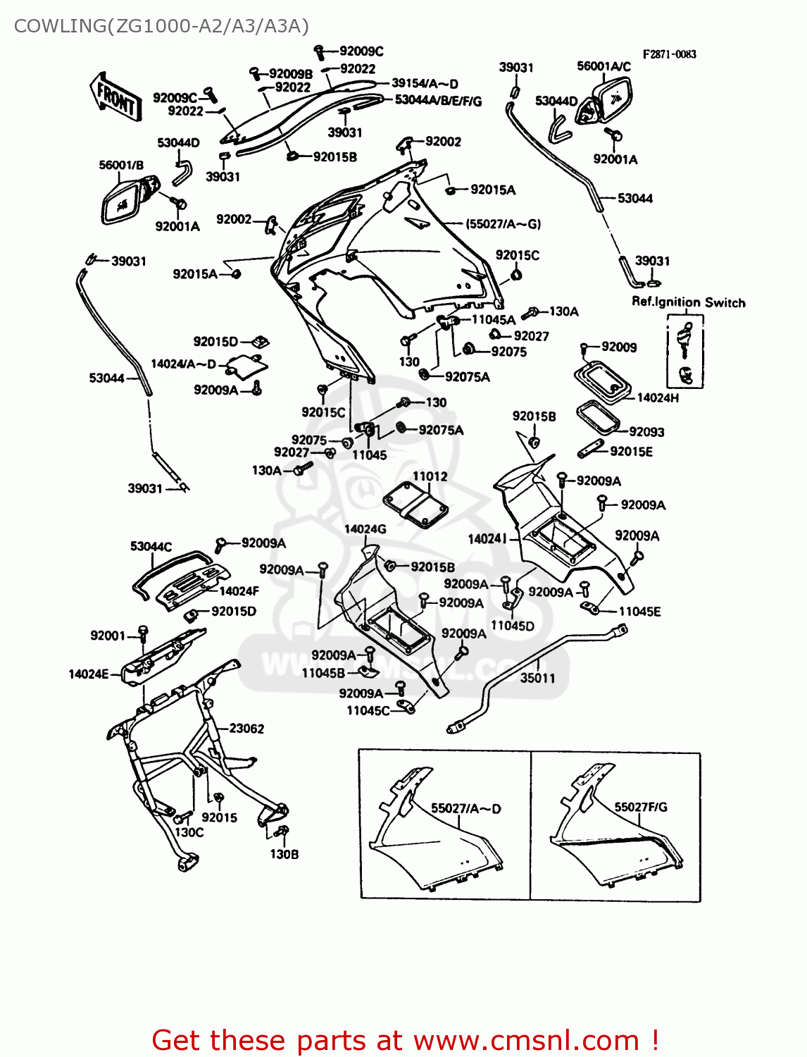 COWLING(ZG1000-A2/A3/A3A) ZG1000A2 1000GTR 1987 EUROPE FR UK AR FG IT NR SD ST