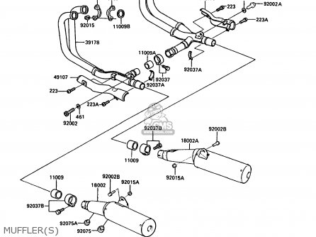 MUFFLER(S) - ZG1000A2 1000GTR 1987 EUROPE FR UK AR FG IT NR SD ST
