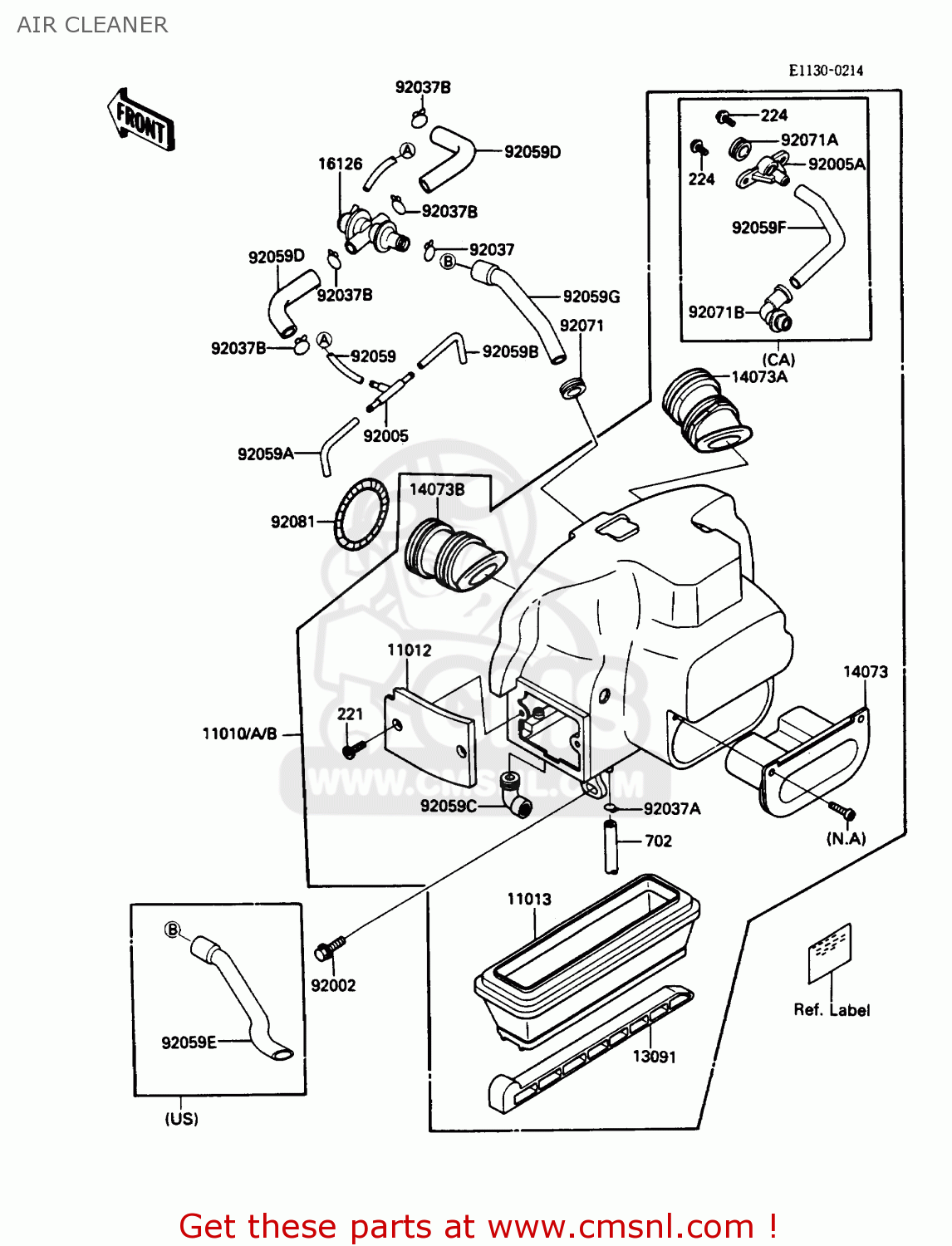AIR CLEANER ZG1000A2 CONCOURS 1987 USA CALIFORNIA CANADA