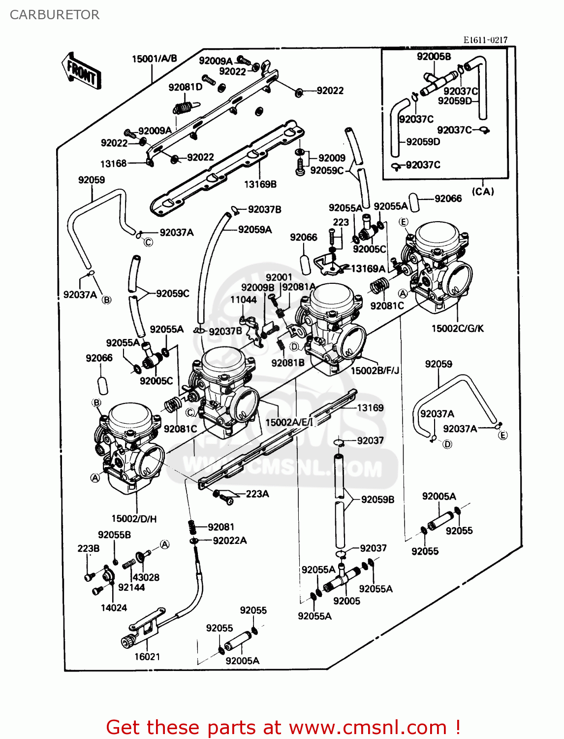 CARBURETOR ZG1000A2 CONCOURS 1987 USA CALIFORNIA CANADA