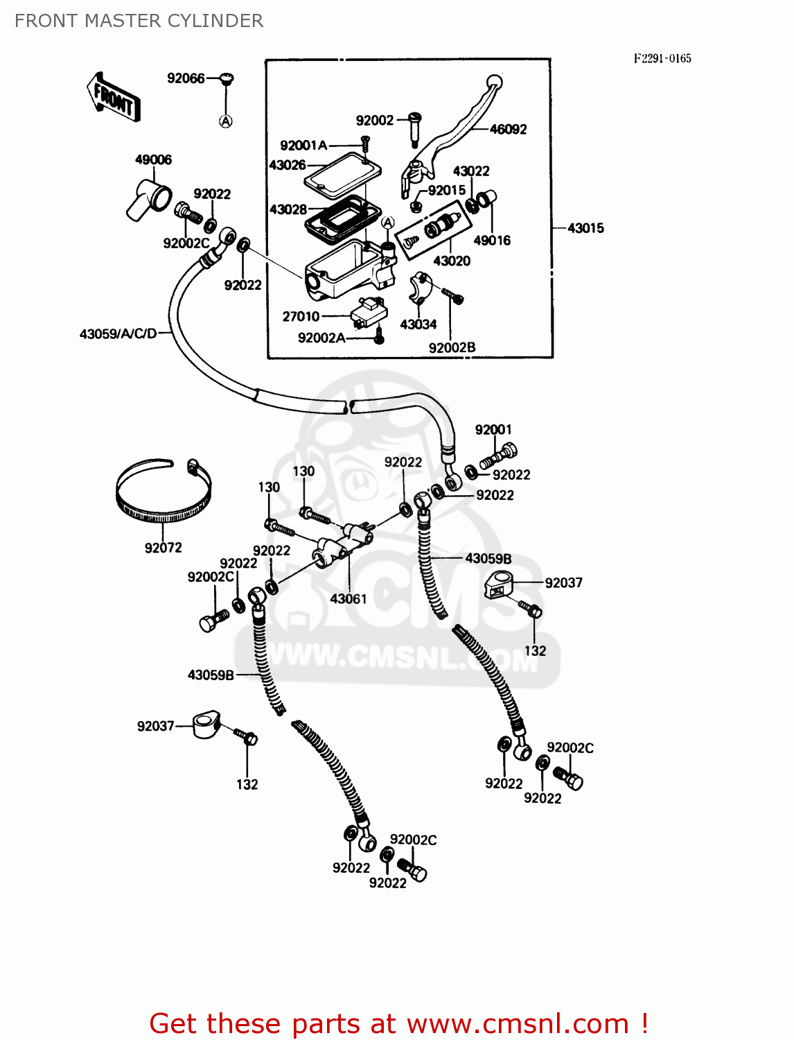 FRONT MASTER CYLINDER ZG1000A2 CONCOURS 1987 USA CALIFORNIA CANADA