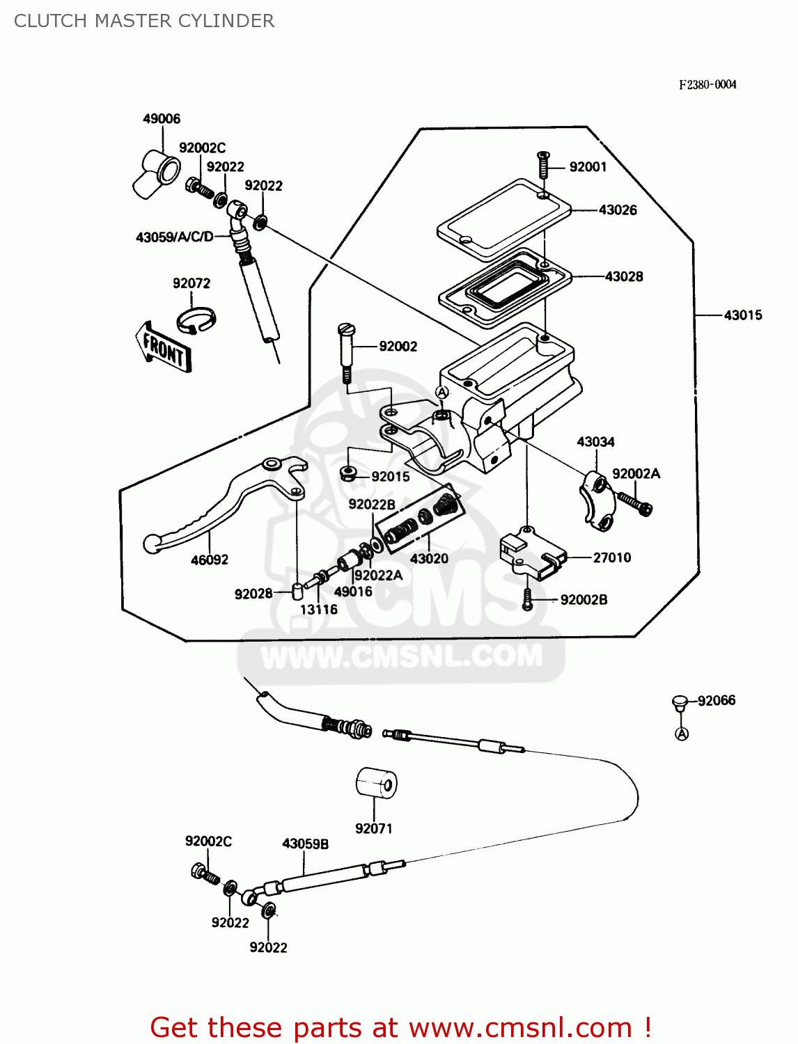 CLUTCH MASTER CYLINDER ZG1000A2 CONCOURS 1987 USA CALIFORNIA CANADA