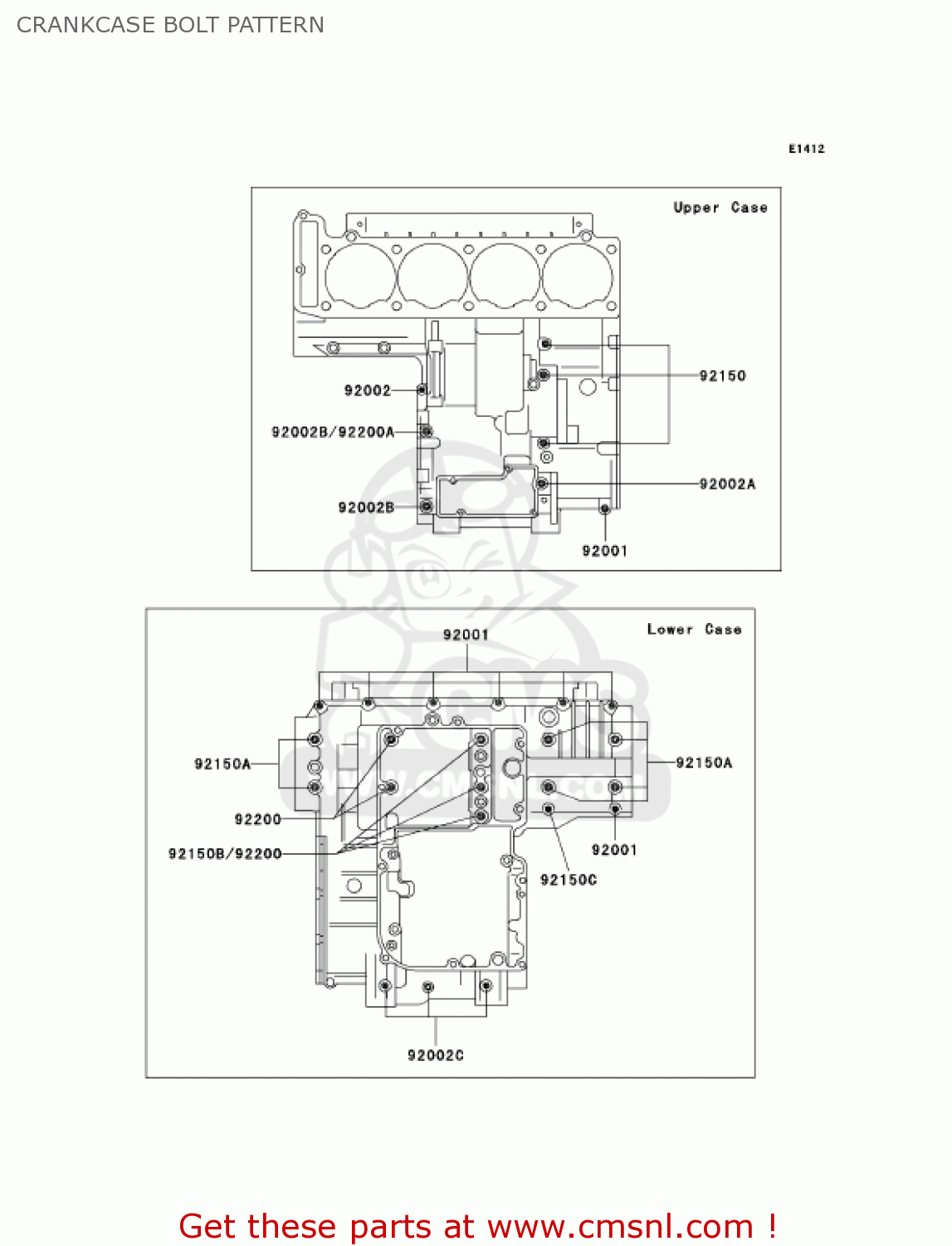 CRANKCASE BOLT PATTERN ZG1000A20 CONCOURS 2005 USA CALIFORNIA CANADA