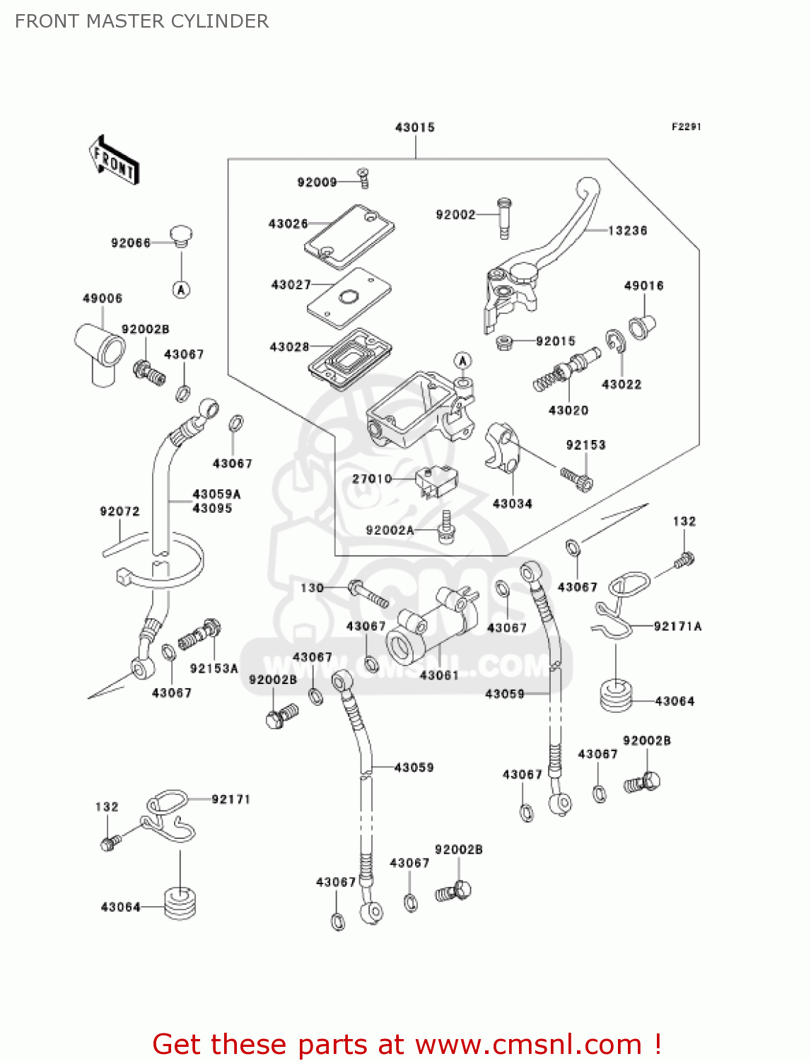 FRONT MASTER CYLINDER ZG1000A20 CONCOURS 2005 USA CALIFORNIA CANADA