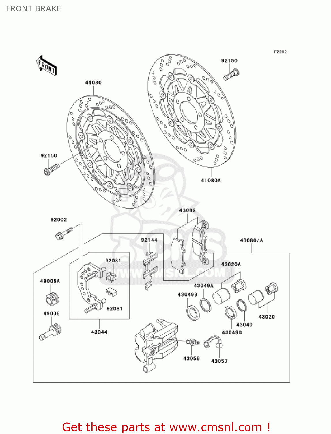 FRONT BRAKE ZG1000A20 CONCOURS 2005 USA CALIFORNIA CANADA