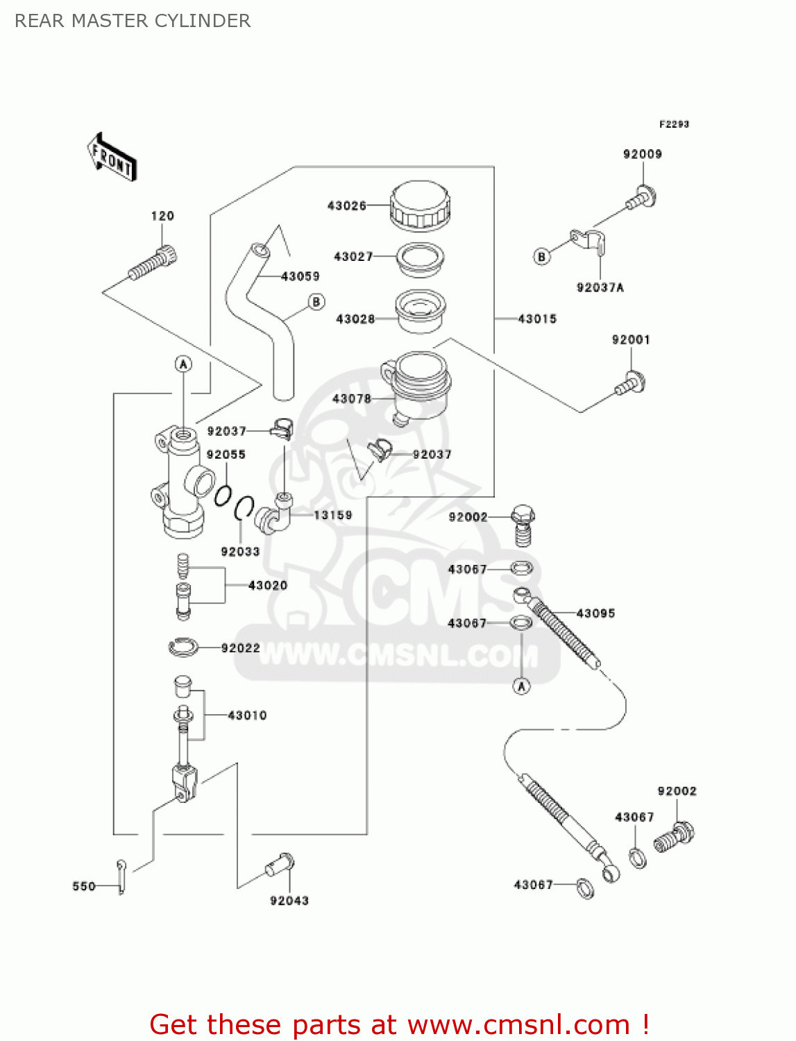 REAR MASTER CYLINDER ZG1000A20 CONCOURS 2005 USA CALIFORNIA CANADA