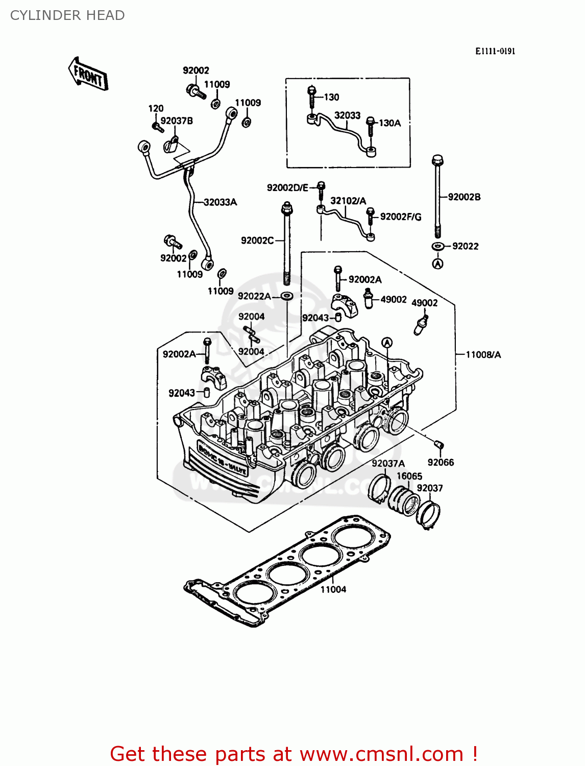 CYLINDER HEAD ZG1000A3 1000GTR 1988 EUROPE FR UK NR SD ST