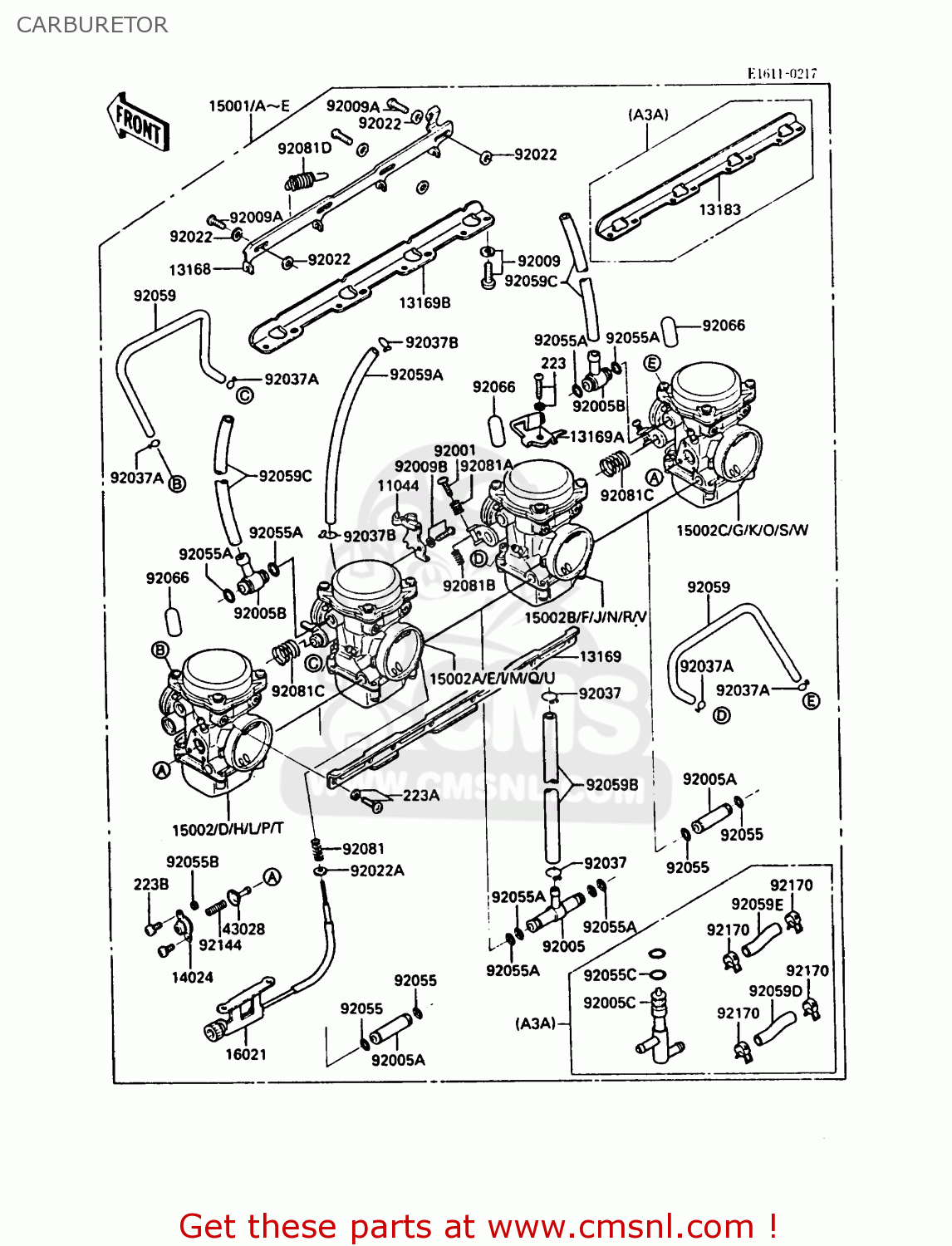 CARBURETOR ZG1000A3 1000GTR 1988 EUROPE FR UK NR SD ST