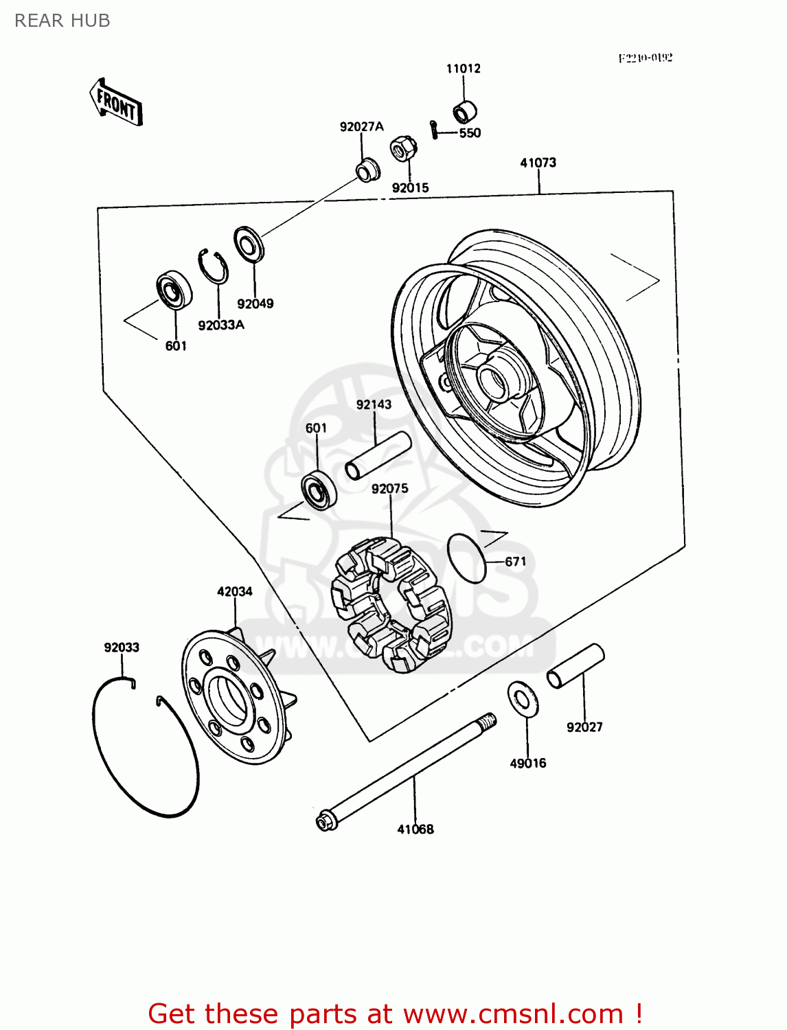 REAR HUB ZG1000A3 1000GTR 1988 EUROPE FR UK NR SD ST