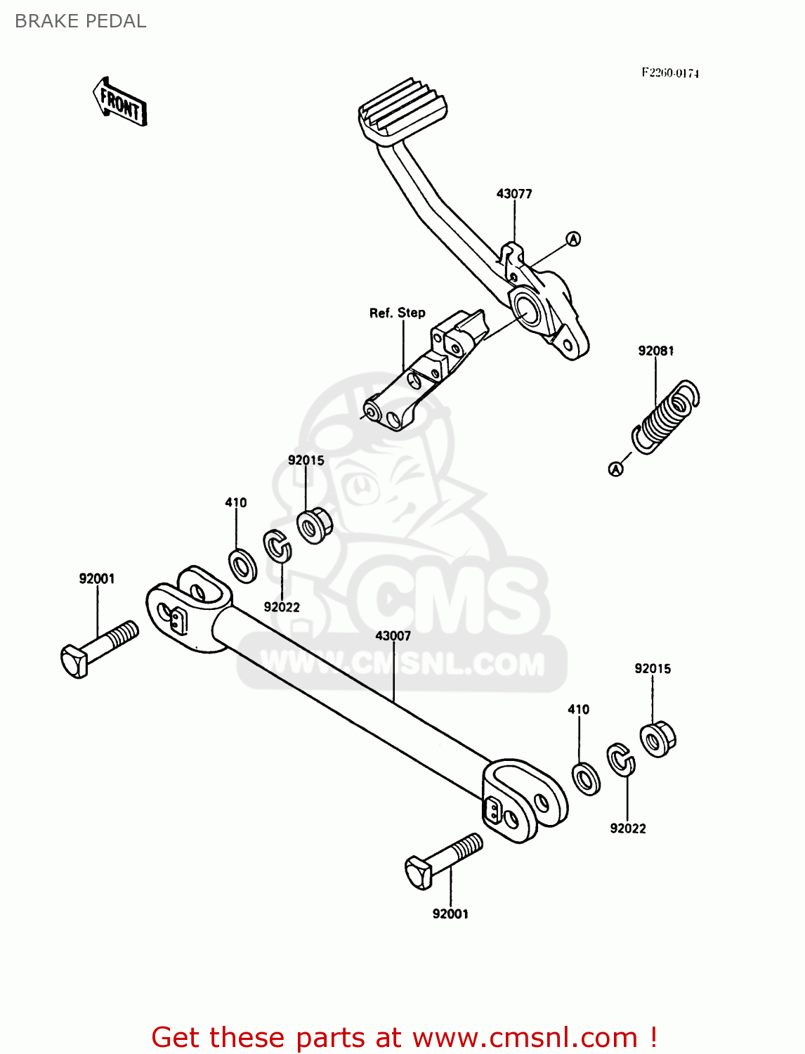 BRAKE PEDAL ZG1000A3 1000GTR 1988 EUROPE FR UK NR SD ST