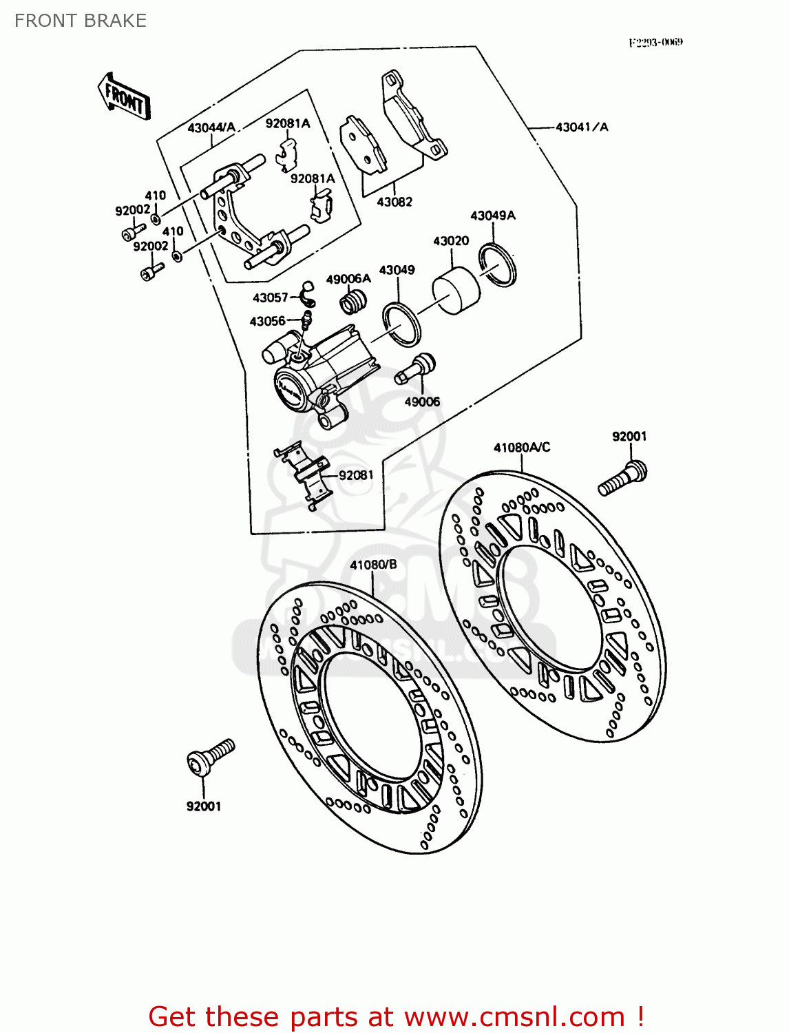FRONT BRAKE ZG1000A3 1000GTR 1988 EUROPE FR UK NR SD ST
