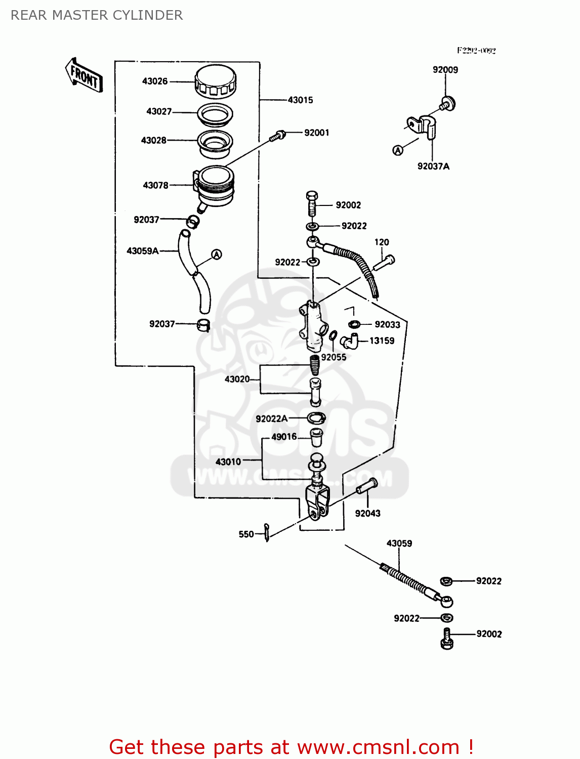 REAR MASTER CYLINDER ZG1000A3 1000GTR 1988 EUROPE FR UK NR SD ST