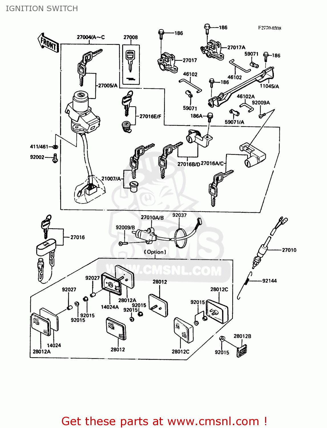 IGNITION SWITCH ZG1000A3 1000GTR 1988 EUROPE FR UK NR SD ST