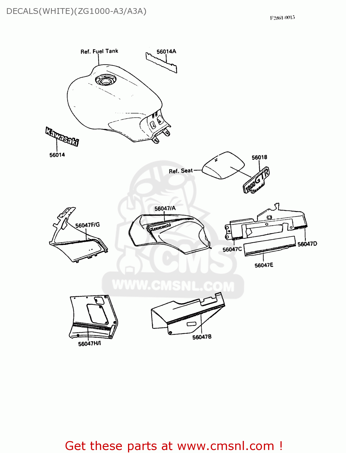 DECALS(WHITE)(ZG1000-A3/A3A) ZG1000A3 1000GTR 1988 EUROPE FR UK NR SD ST