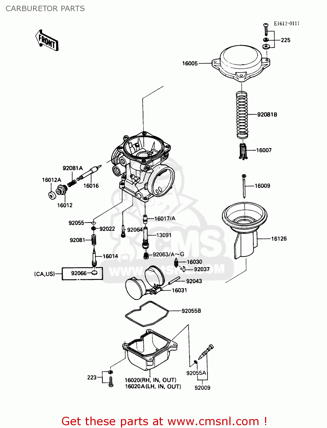 CARBURETOR PARTS ZG1000A3 CONCOURS 1988 USA CALIFORNIA CANADA