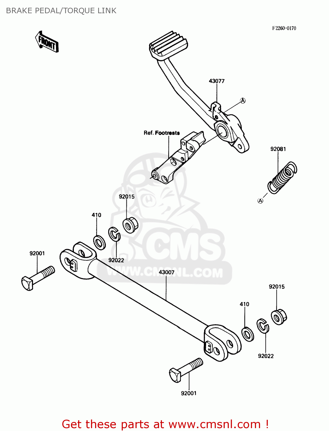 BRAKE PEDAL/TORQUE LINK ZG1000A3 CONCOURS 1988 USA CALIFORNIA CANADA