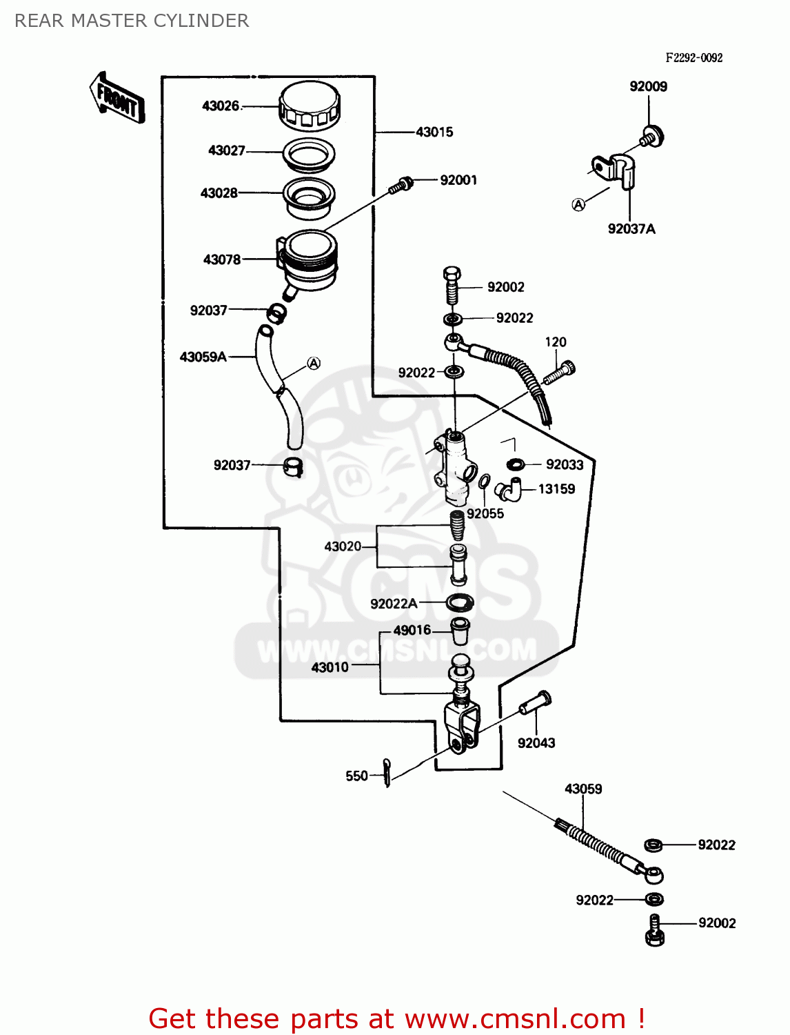 REAR MASTER CYLINDER ZG1000A3 CONCOURS 1988 USA CALIFORNIA CANADA