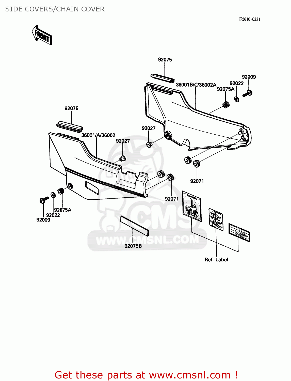 SIDE COVERS/CHAIN COVER ZG1000A3 CONCOURS 1988 USA CALIFORNIA CANADA