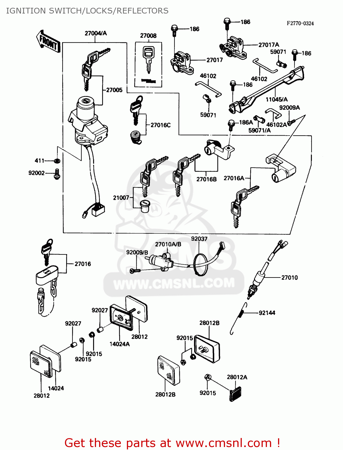 IGNITION SWITCH/LOCKS/REFLECTORS ZG1000A3 CONCOURS 1988 USA CALIFORNIA CANADA