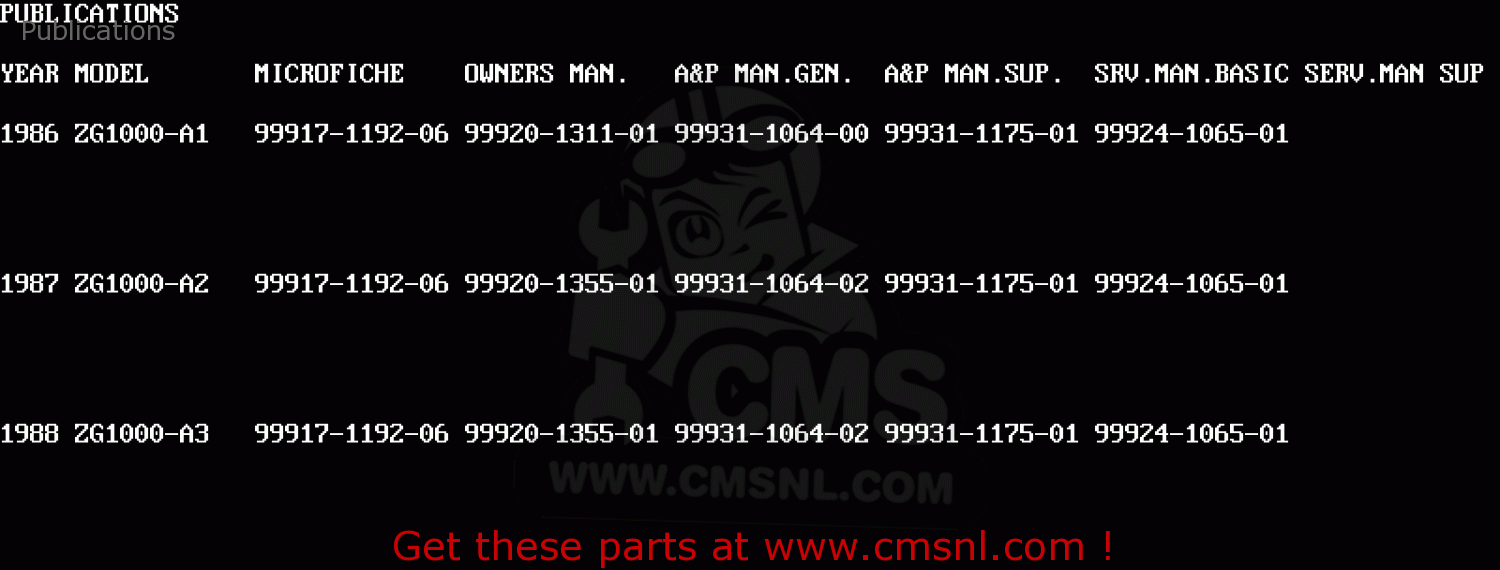 Publications ZG1000A3 CONCOURS 1988 USA CALIFORNIA CANADA