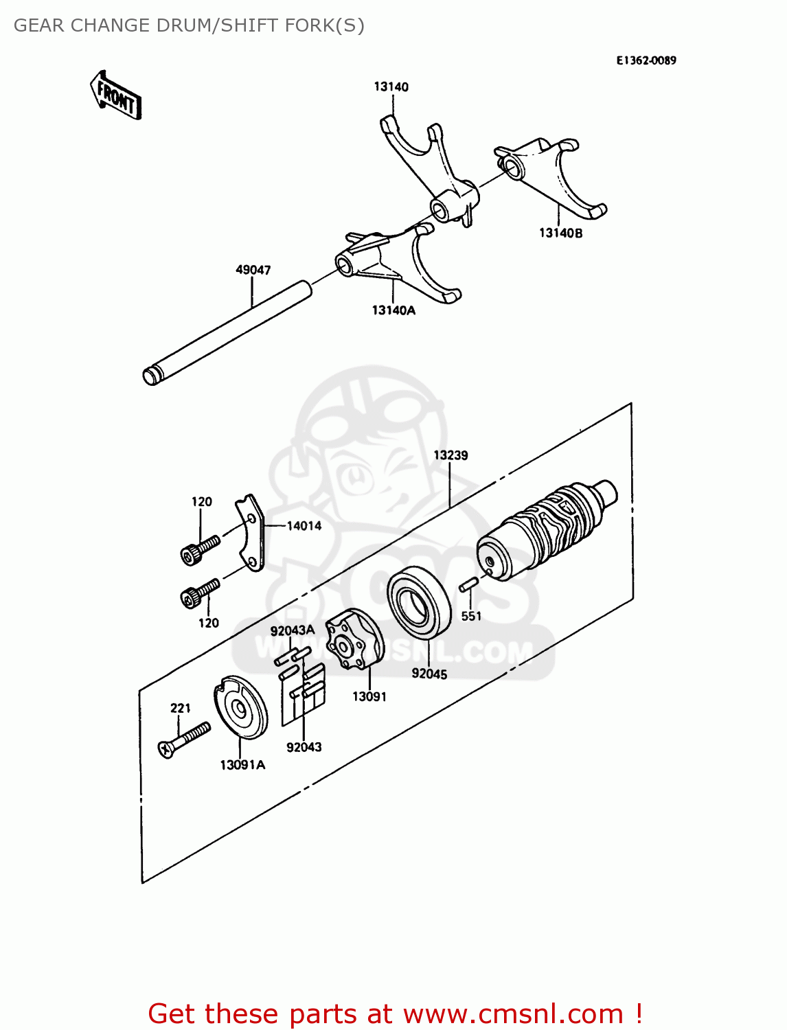 GEAR CHANGE DRUM/SHIFT FORK(S) ZG1000A3A 1000GTR 1988 UNITED KINGDOM