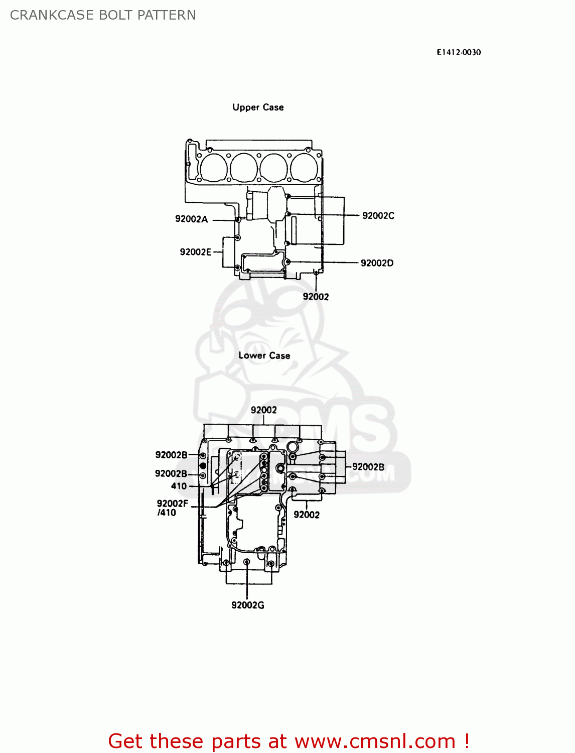 CRANKCASE BOLT PATTERN ZG1000A3A 1000GTR 1988 UNITED KINGDOM