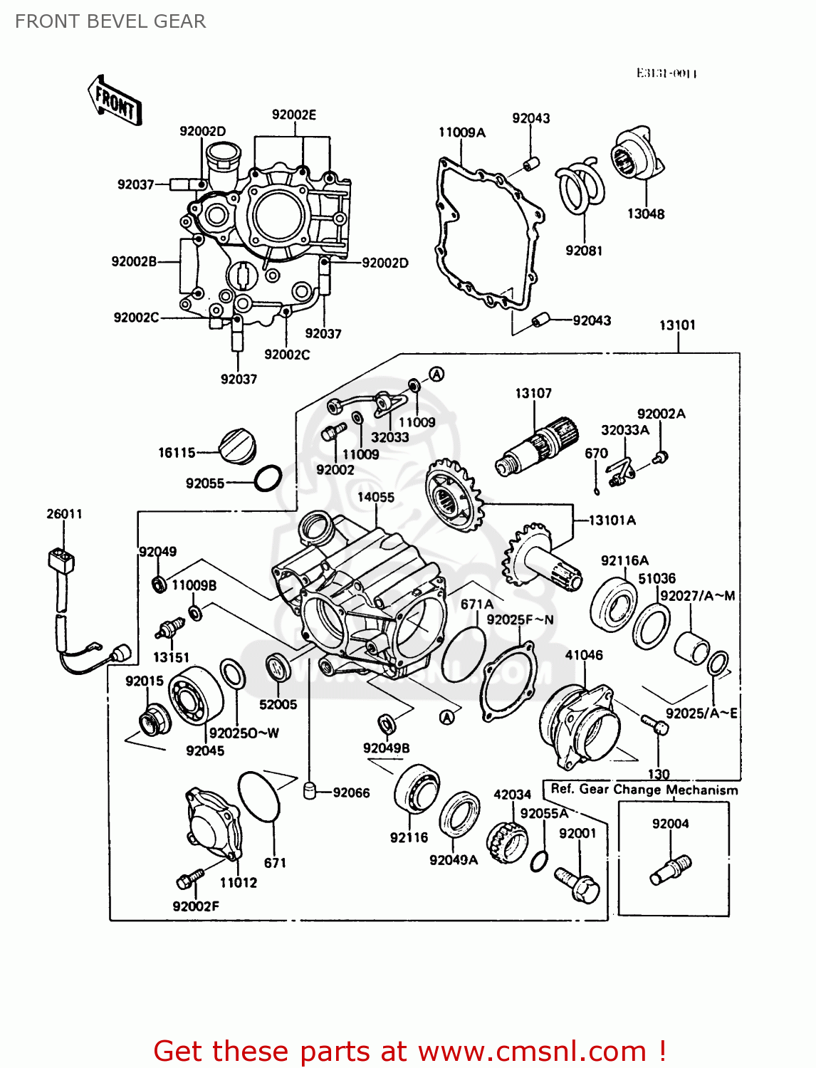 FRONT BEVEL GEAR ZG1000A3A 1000GTR 1988 UNITED KINGDOM
