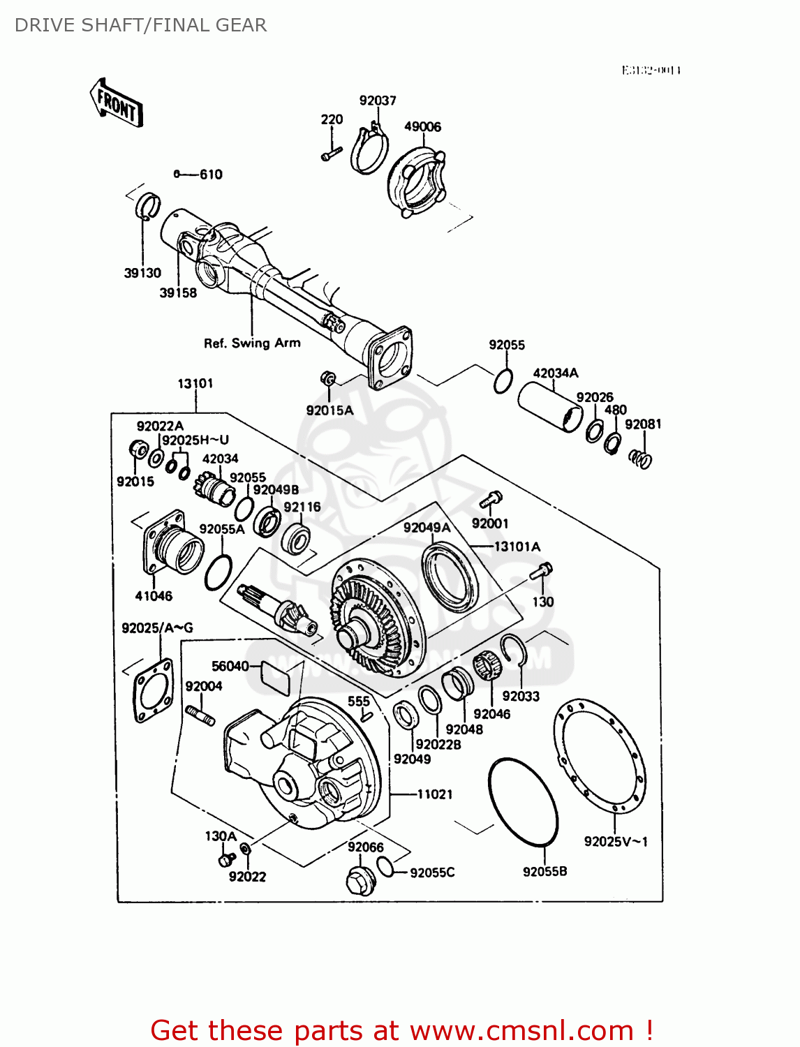DRIVE SHAFT/FINAL GEAR ZG1000A3A 1000GTR 1988 UNITED KINGDOM