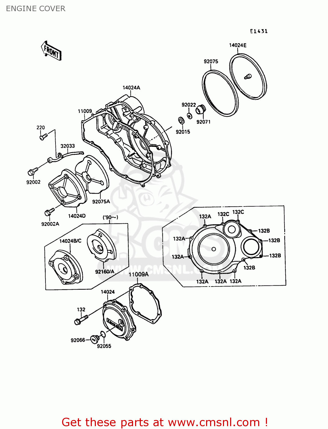 ENGINE COVER ZG1000A4 1000GTR 1989 EUROPE FR UK AR NR SD