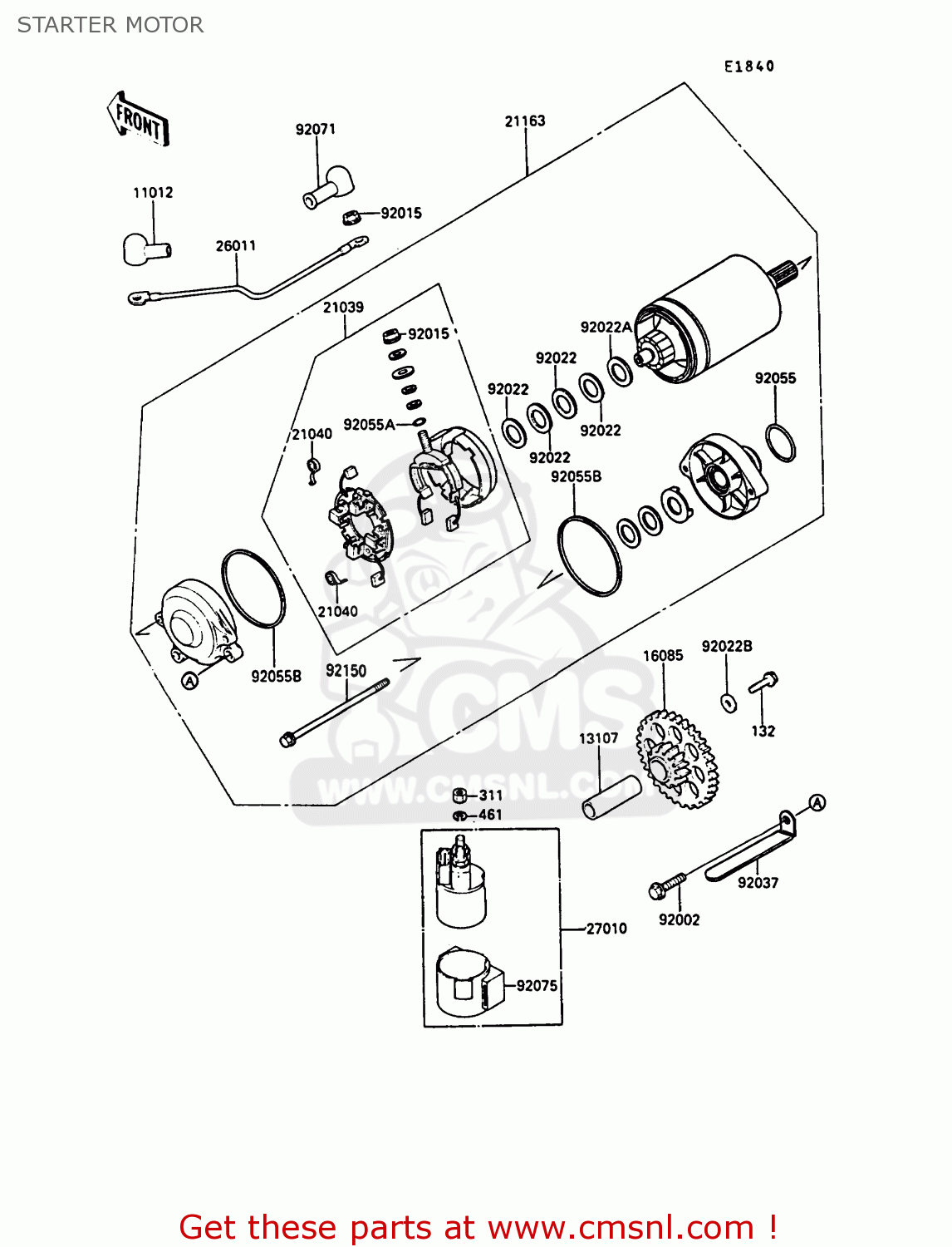 STARTER MOTOR ZG1000A4 1000GTR 1989 EUROPE FR UK AR NR SD