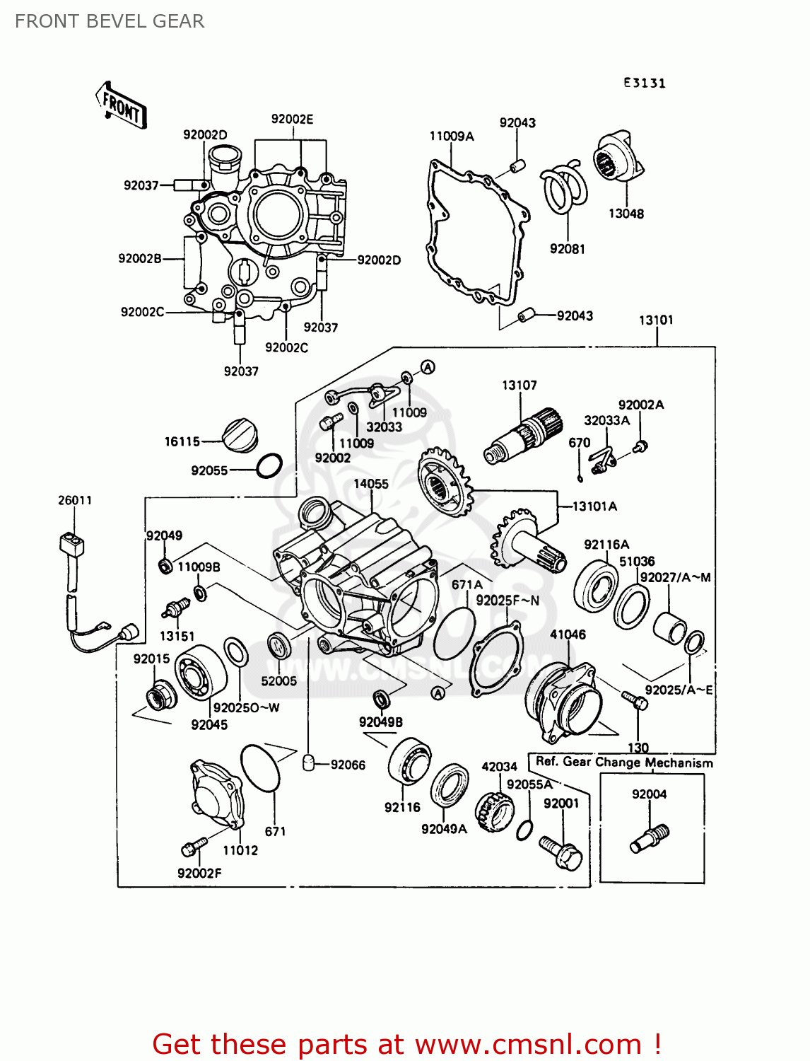 FRONT BEVEL GEAR ZG1000A4 1000GTR 1989 EUROPE FR UK AR NR SD