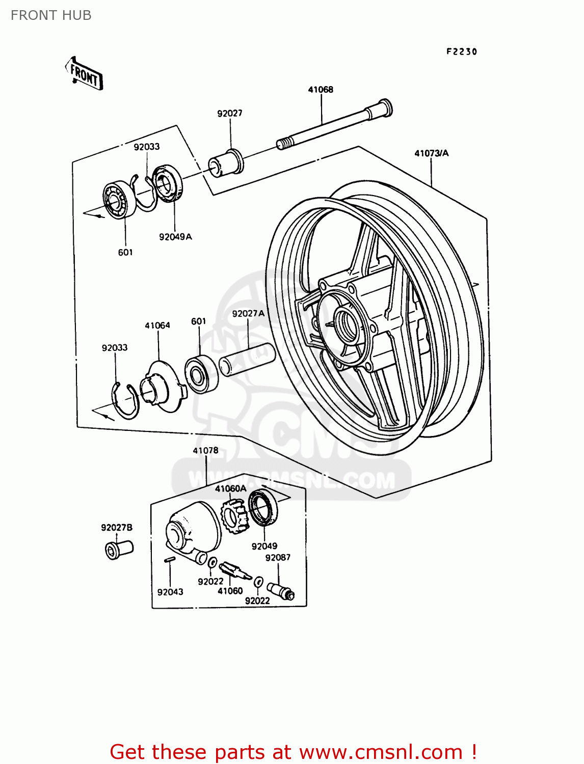 FRONT HUB ZG1000A4 1000GTR 1989 EUROPE FR UK AR NR SD