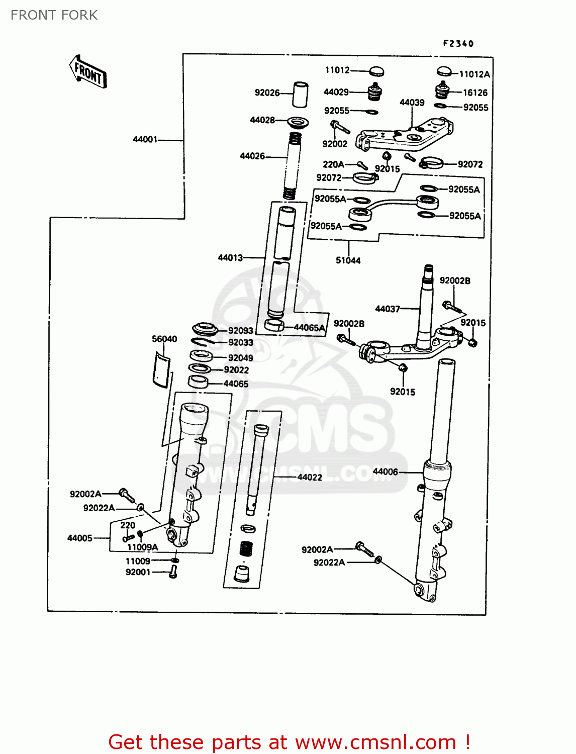 FRONT FORK ZG1000A4 1000GTR 1989 EUROPE FR UK AR NR SD