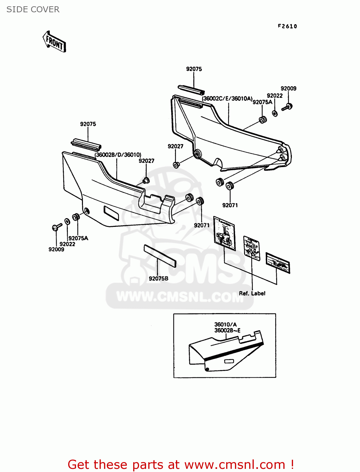 SIDE COVER ZG1000A4 1000GTR 1989 EUROPE FR UK AR NR SD