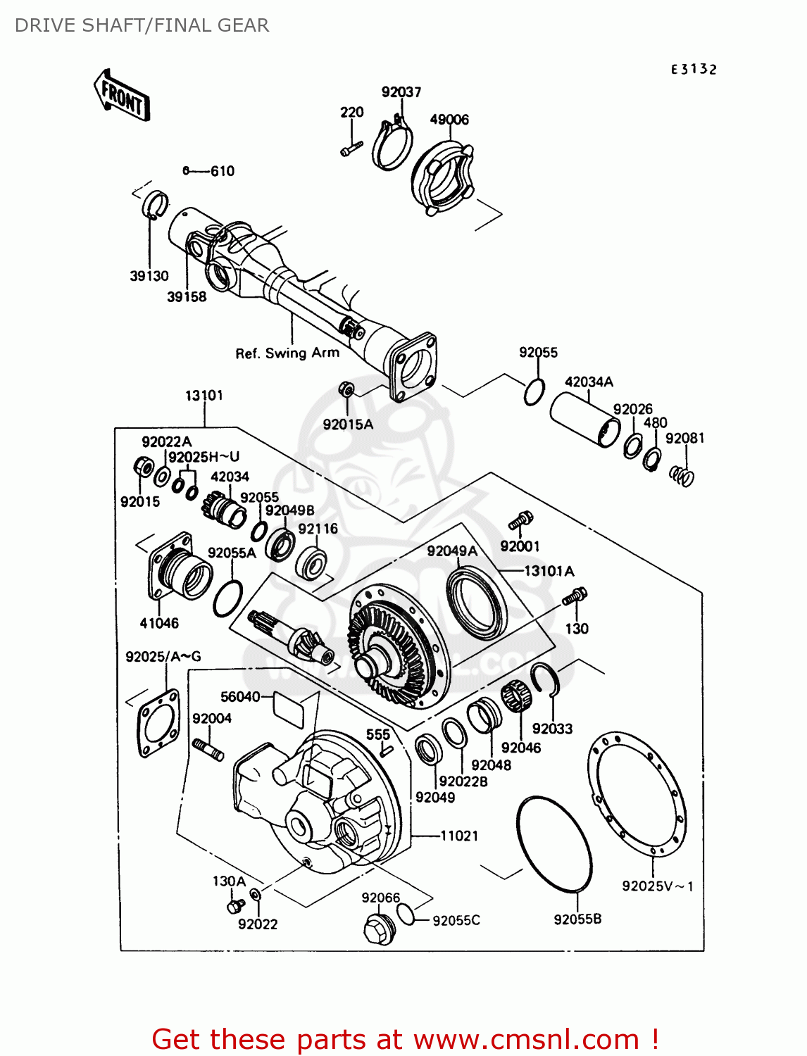 DRIVE SHAFT/FINAL GEAR ZG1000A4 CONCOURS 1989 CANADA