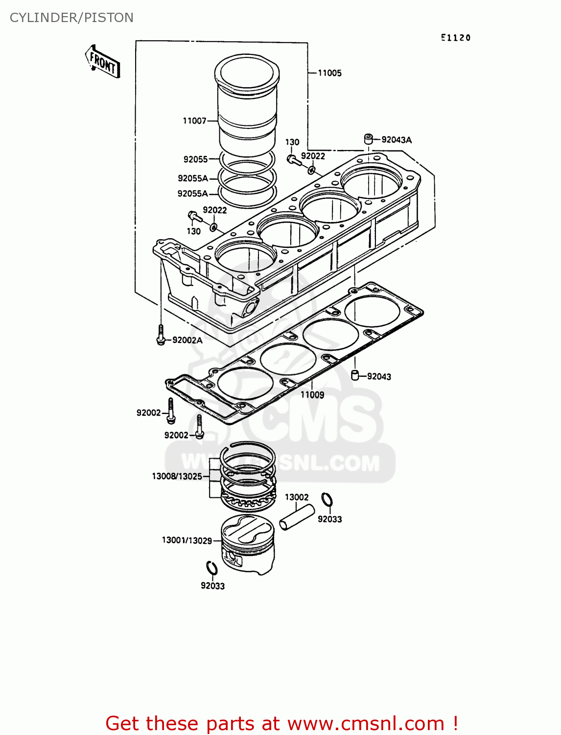 CYLINDER/PISTON ZG1000A5 1000GTR 1990 EUROPE UK FR FG IT SD