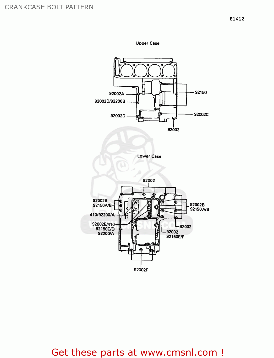 CRANKCASE BOLT PATTERN ZG1000A5 1000GTR 1990 EUROPE UK FR FG IT SD