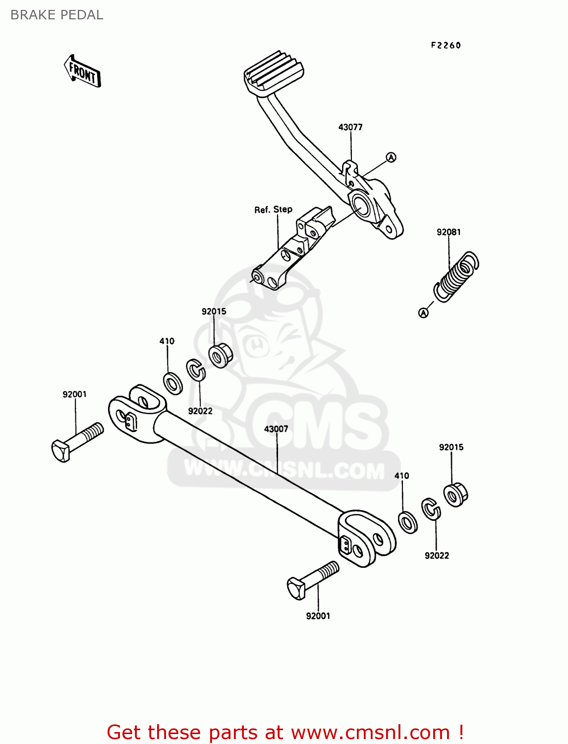 BRAKE PEDAL ZG1000A5 1000GTR 1990 EUROPE UK FR FG IT SD