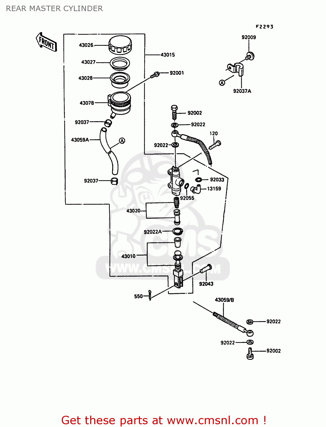REAR MASTER CYLINDER ZG1000A5 1000GTR 1990 EUROPE UK FR FG IT SD