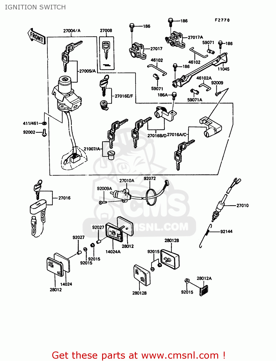 IGNITION SWITCH ZG1000A5 1000GTR 1990 EUROPE UK FR FG IT SD