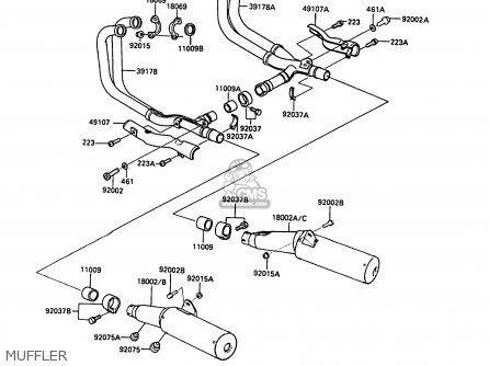 MUFFLER - ZG1000A5 1000GTR 1990 EUROPE UK FR FG IT SD
