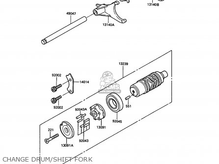 CHANGE DRUM/SHIFT FORK - ZG1000A5 1000GTR 1990 EUROPE UK FR FG IT SD