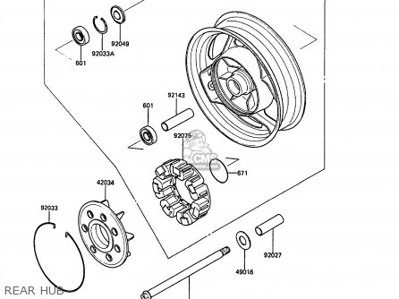 REAR HUB - ZG1000A5 1000GTR 1990 EUROPE UK FR FG IT SD