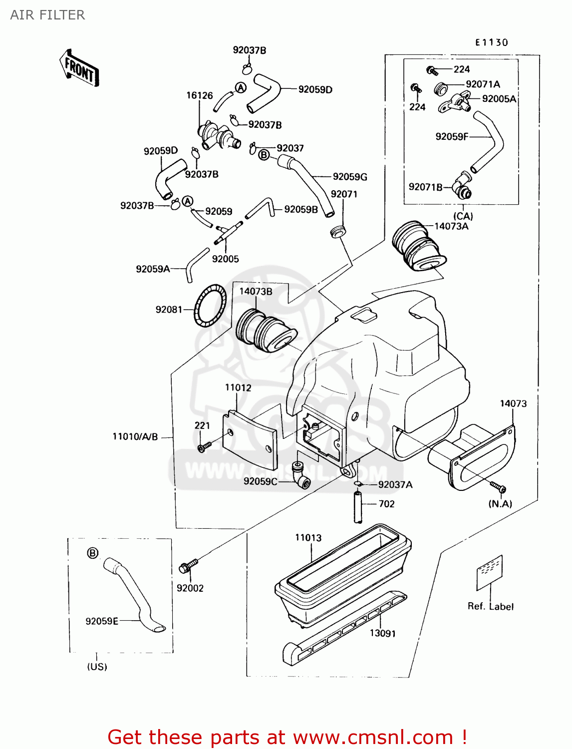 AIR FILTER ZG1000A5 CONCOURS 1990 USA CALIFORNIA CANADA