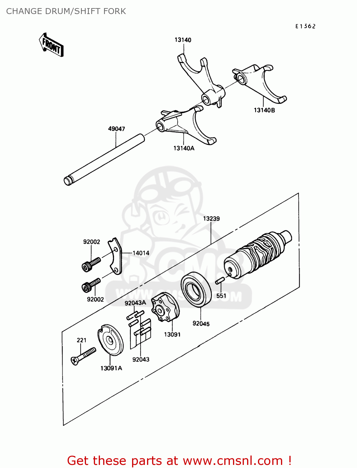 CHANGE DRUM/SHIFT FORK ZG1000A5 CONCOURS 1990 USA CALIFORNIA CANADA