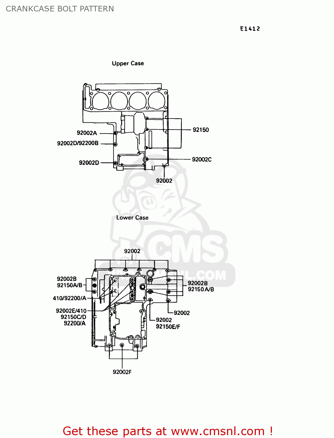 CRANKCASE BOLT PATTERN ZG1000A5 CONCOURS 1990 USA CALIFORNIA CANADA